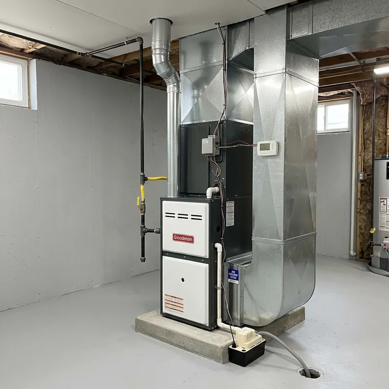 New high-efficiency gas furnace installation in a Monrovia California home