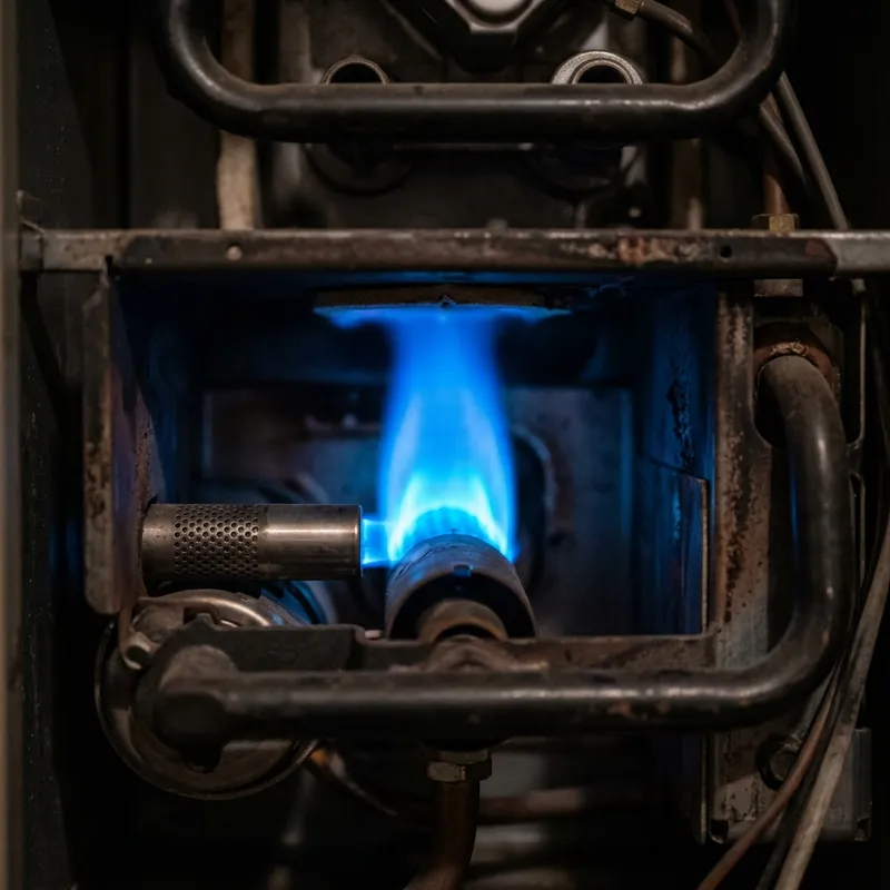 HVAC technician performing an annual furnace safety inspection and tune-up in Monrovia California